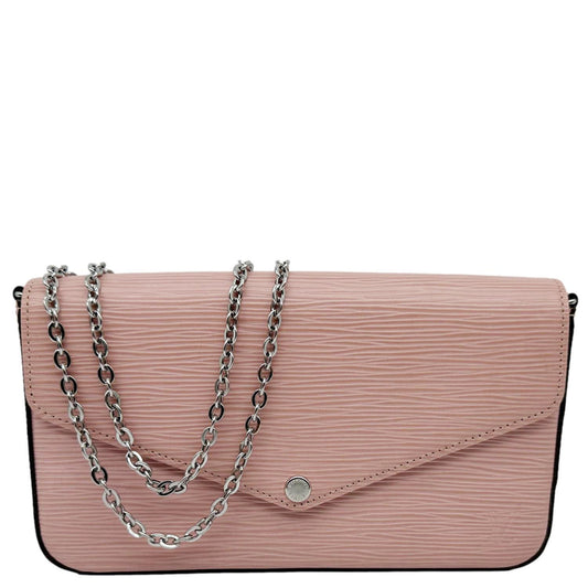 LOUIS VUITTON Felicie Pochette Epi Leather Crossbody Bag Pink