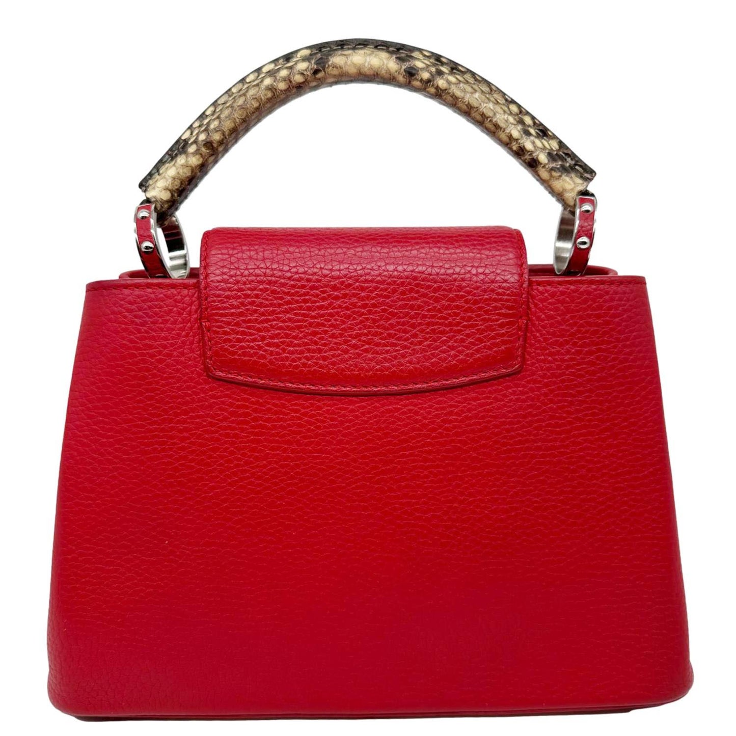 LOUIS VUITTON Capucines BB Python Handle Leather Crossbody Bag Red