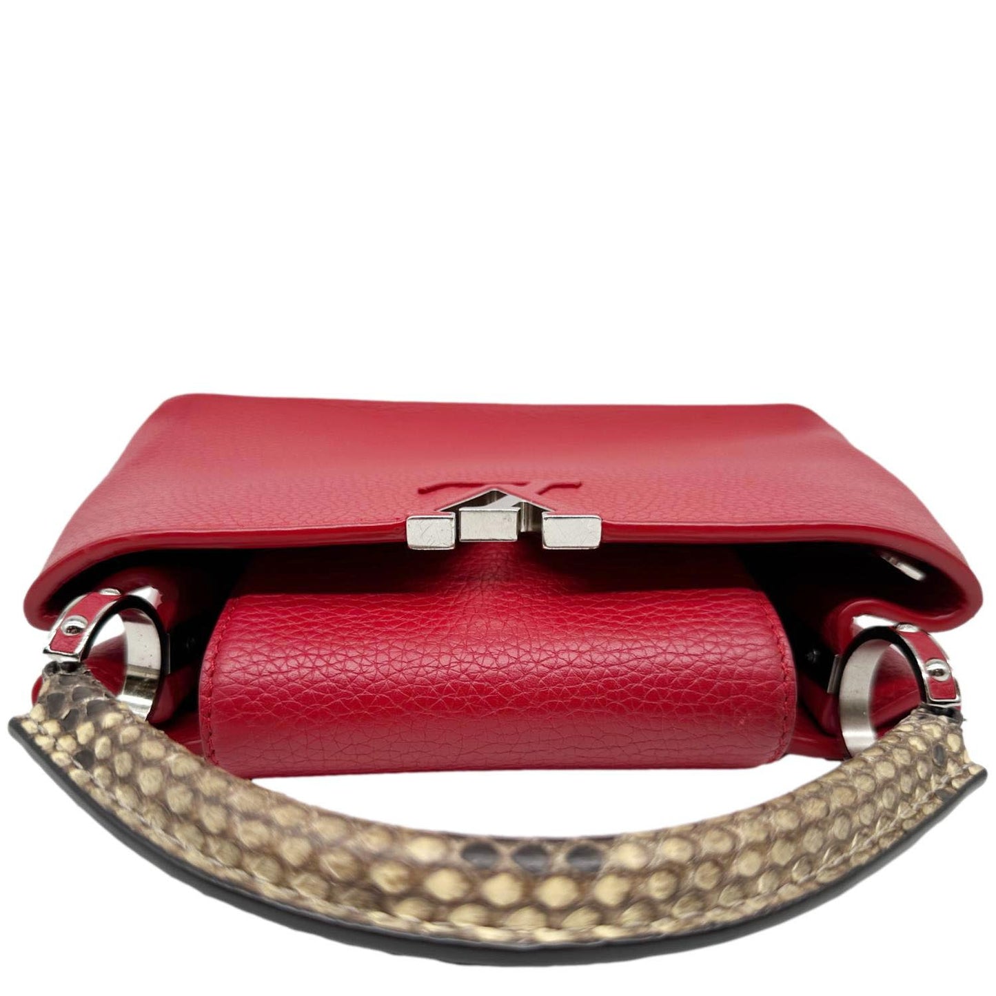 LOUIS VUITTON Capucines BB Python Handle Leather Crossbody Bag Red