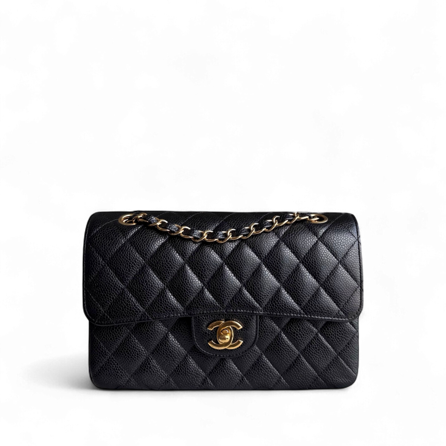Chanel Classic Flap Small - Caviar 23CM Quilted Grained Calfskin Black Gold Hardware Series 23