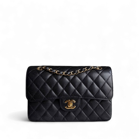 Chanel Classic Flap Small - Caviar 23CM Quilted Grained Calfskin Black Gold Hardware Series 23