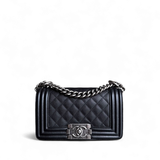 Chanel Boy Small - Caviar Quilted Grained Calfskin Black Ruthenium Silver Hardware