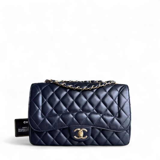 Chanel Chic Flap Seasonal Flap Medium - 25CM Quilted Lambskin Dark Blue Series 21