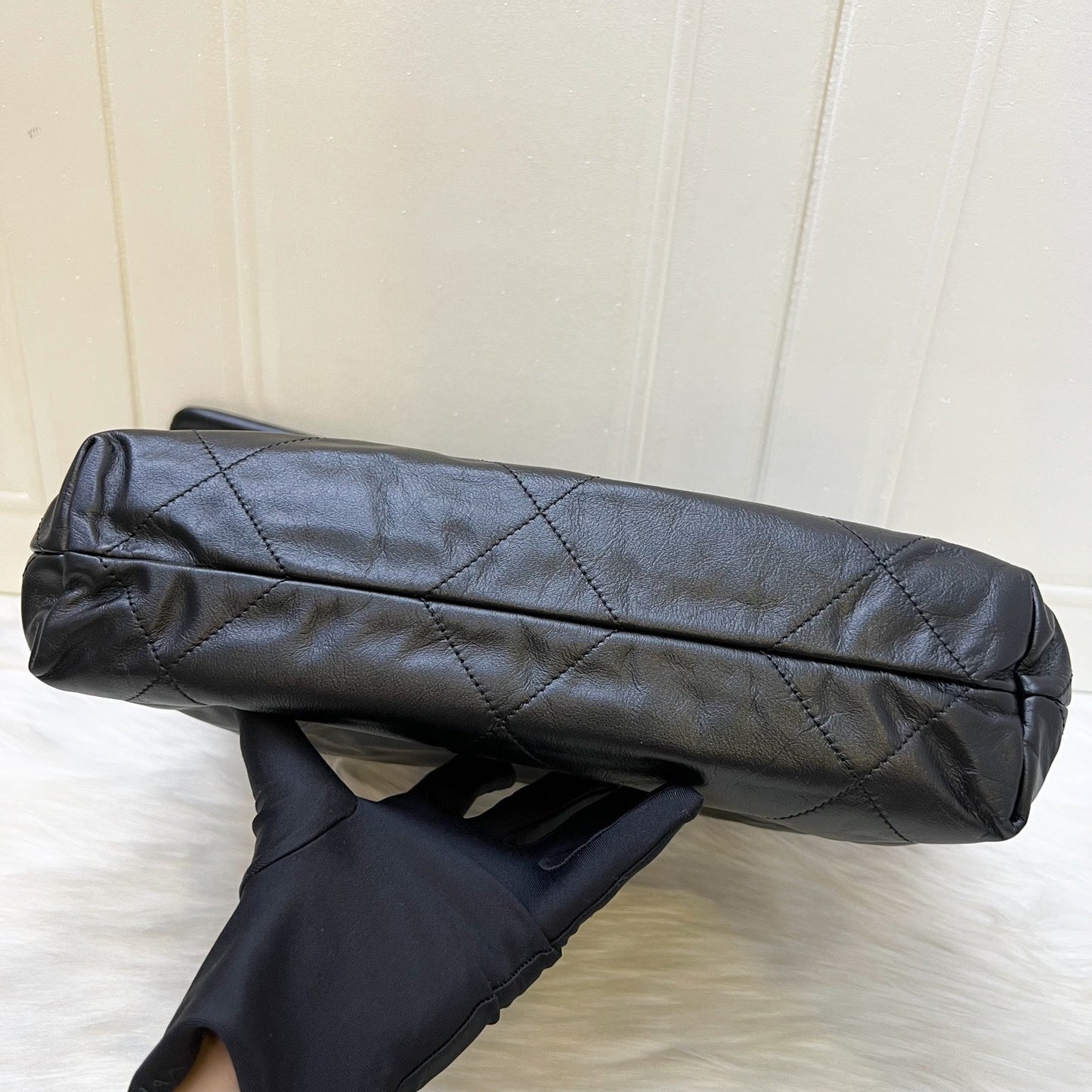 Chanel 22 Small Hobo Bag in Black Shiny Calfskin and AGHW