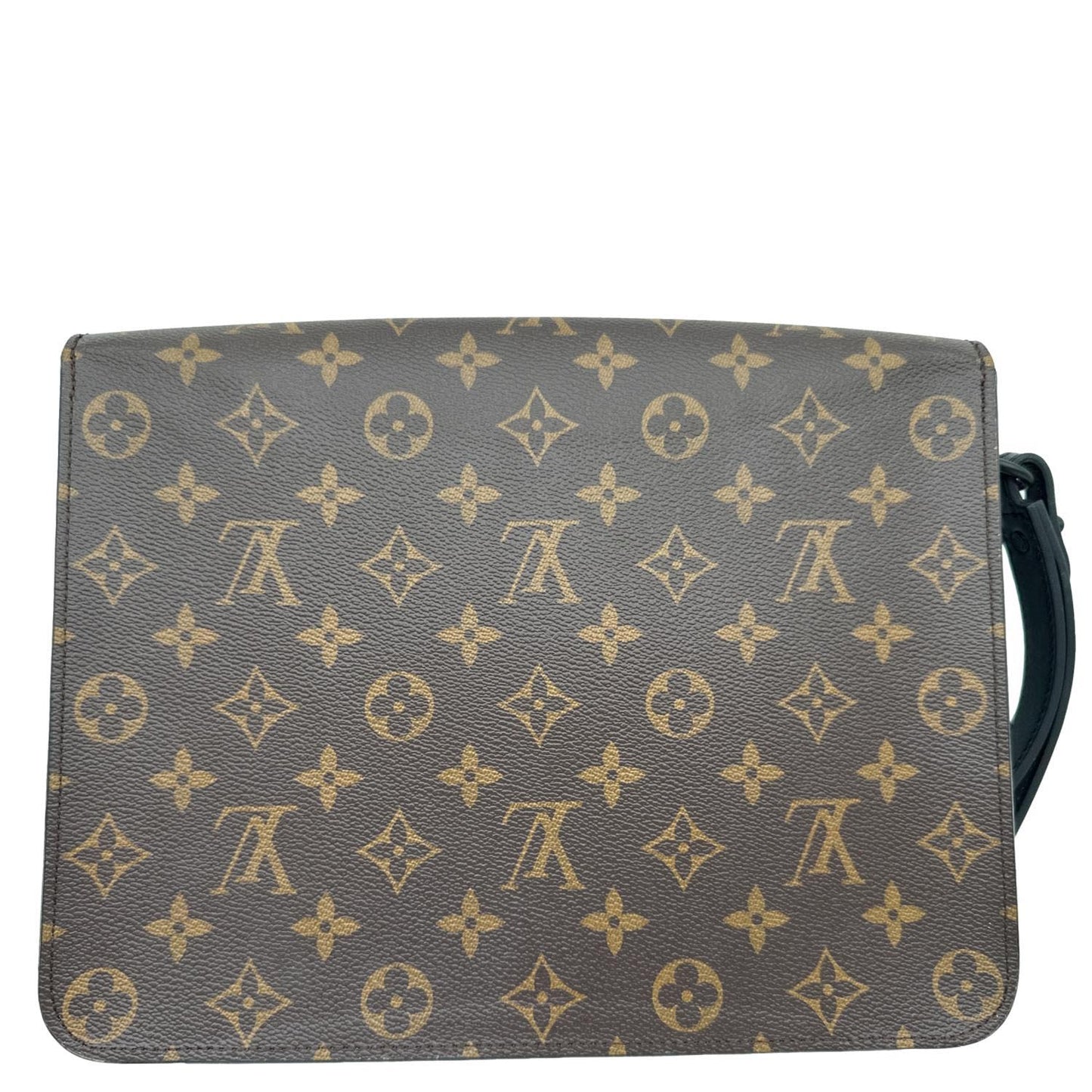 LOUIS VUITTON S Lock A4 Monogram Macassar Pouch Black