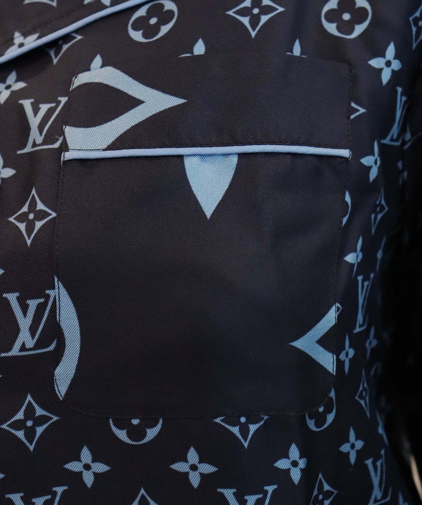 Louis Vuitton Silk Top 3-Pockets Blue Monogram Size 34 SKC1897