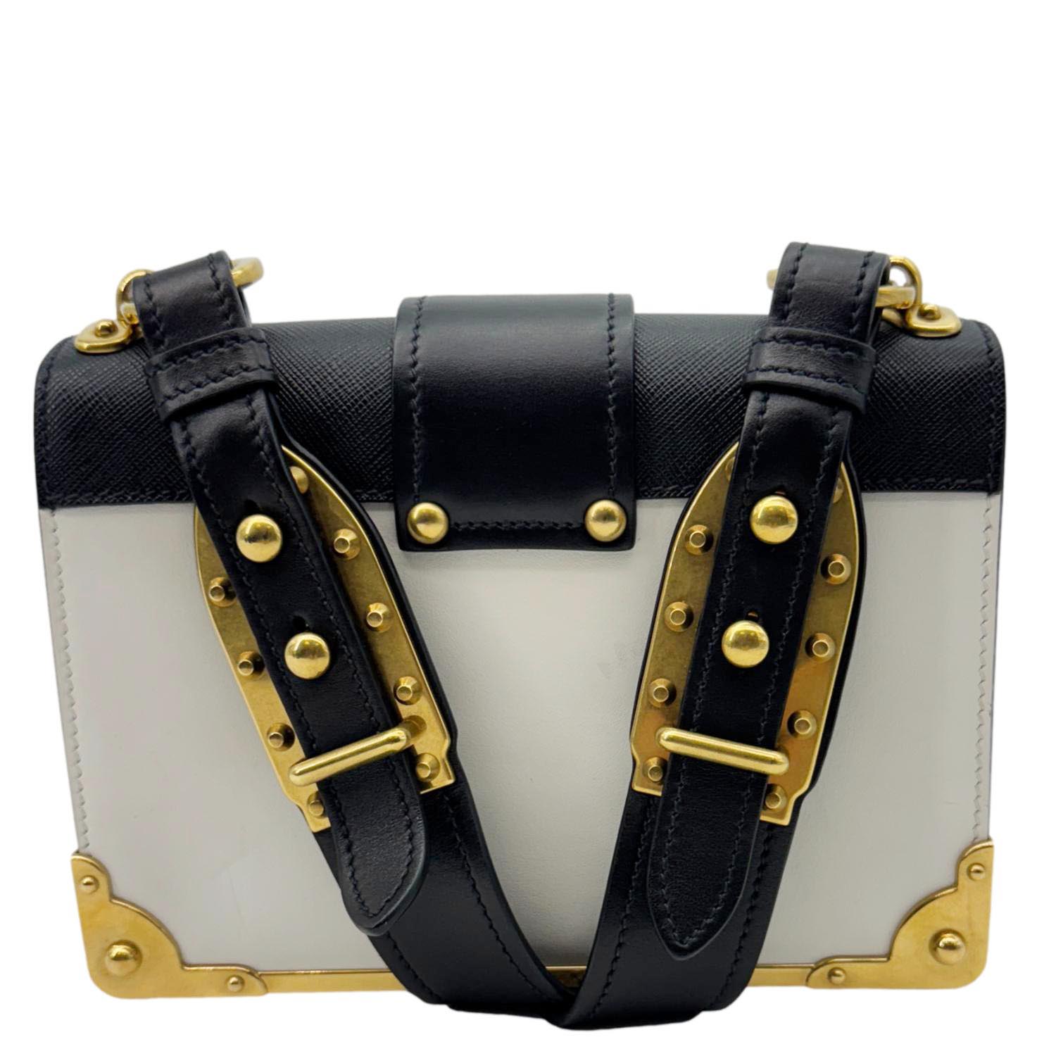 PRADA Cahier City Large Calf Saffiano Leather Shoulder Bag White