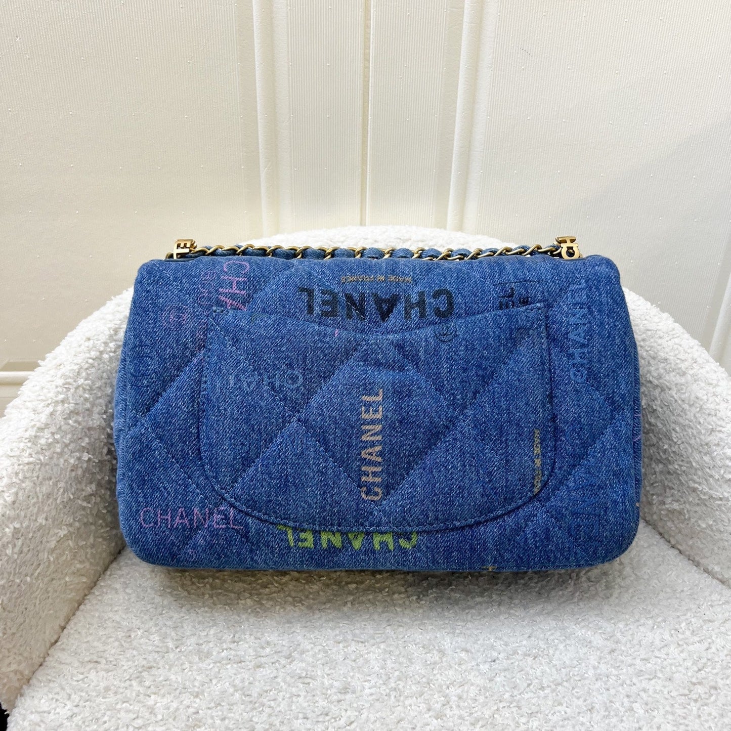 Chanel 22P Mood Medium Flap Bag in Blue Printed and AGHW
