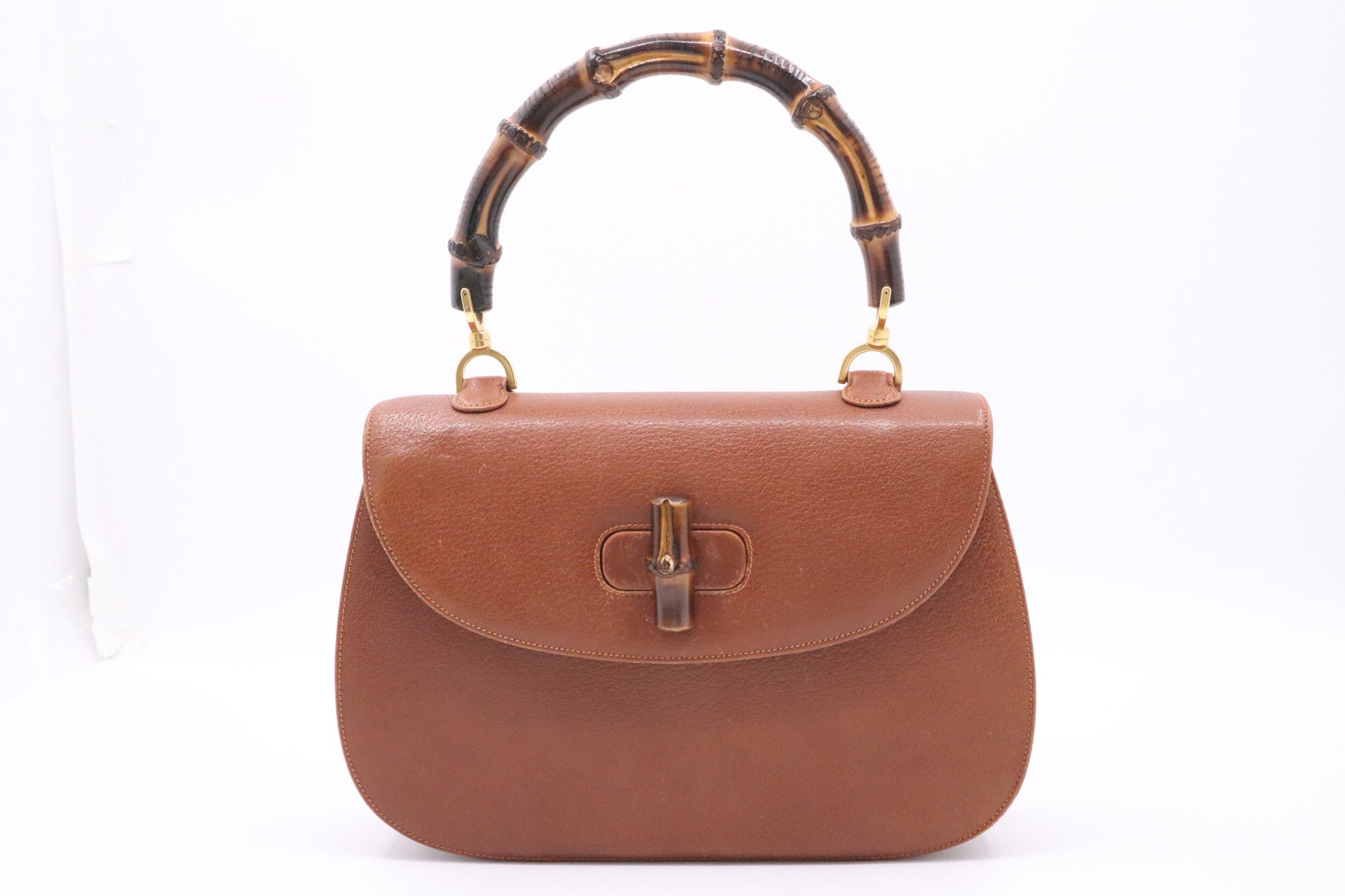 Gucci Bamboo Large 1947 Top Handle Bag in Tan Leather