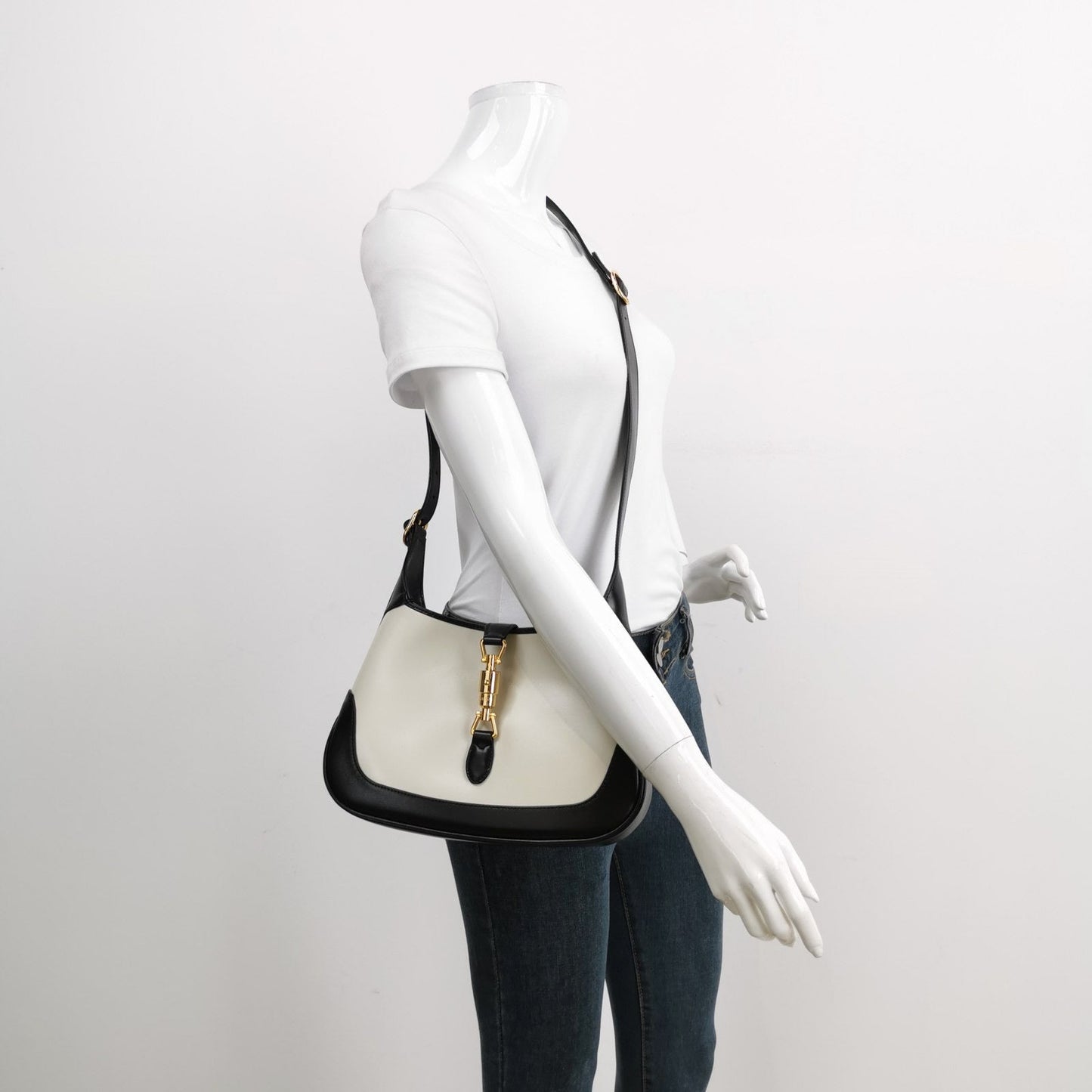 Gucci Jackie 1961 Black & White Leather Bag Small