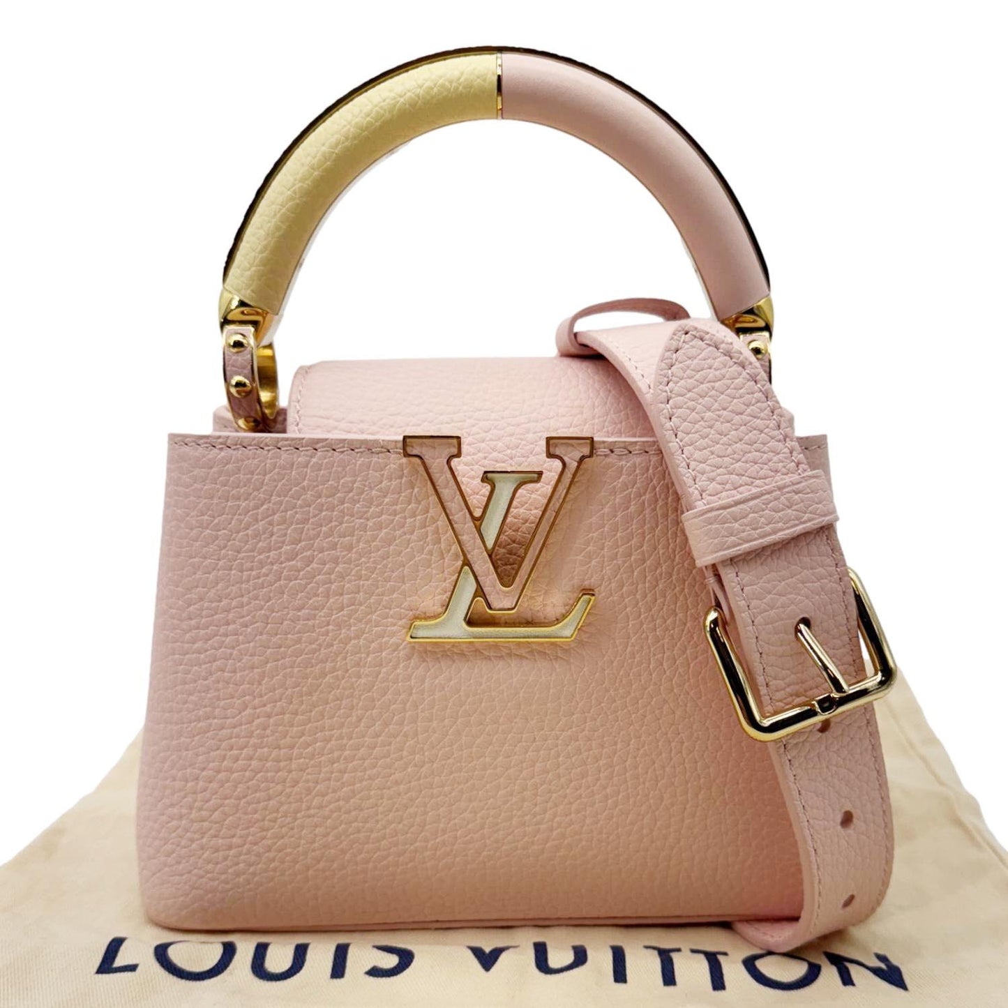LOUIS VUITTON Capucines Mini Taurillon Leather Crossbody Bag Pink