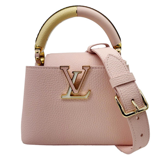 LOUIS VUITTON Capucines Mini Taurillon Leather Crossbody Bag Pink