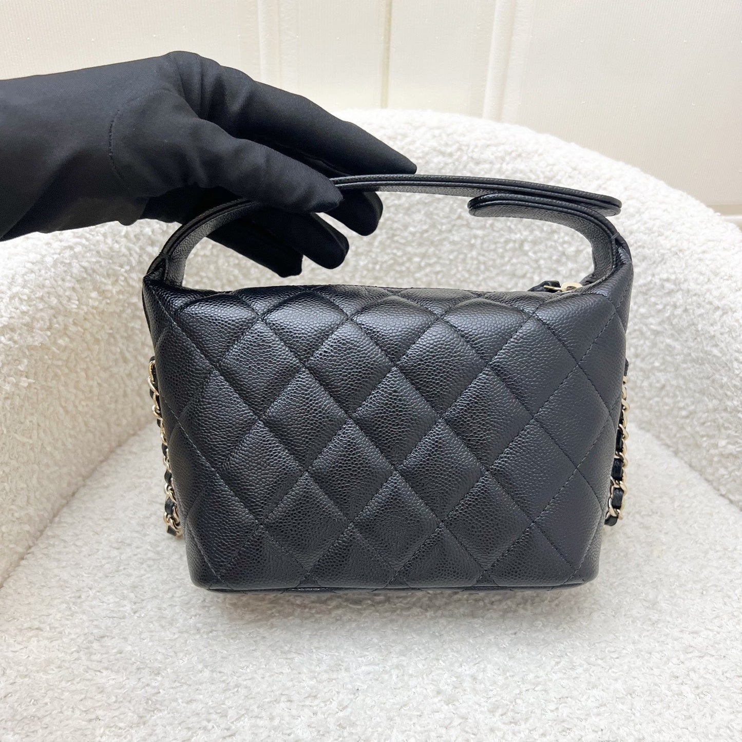 Chanel Classic Quilted Hobo Clutch on Chain in Black Caviar and LGHW (Model: AP4386) Shoulder Bag