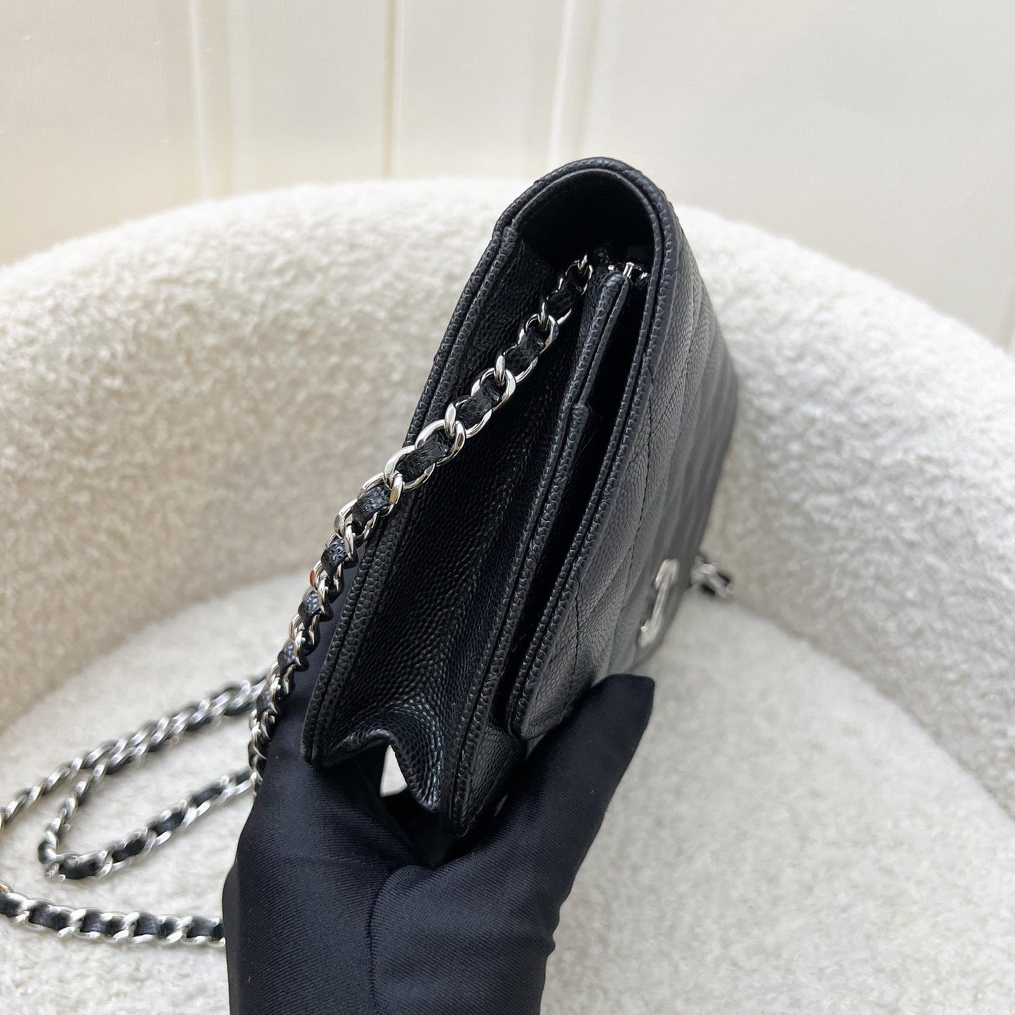 Chanel 24P Wallet on Chain WOC in Black Caviar and SHW (Model: AP3825) Crossbody
