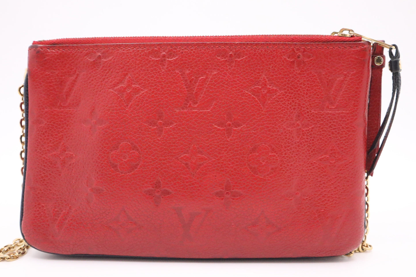 Louis Vuitton Pochette Double Zip in Red & Navy Empreinte Leather
