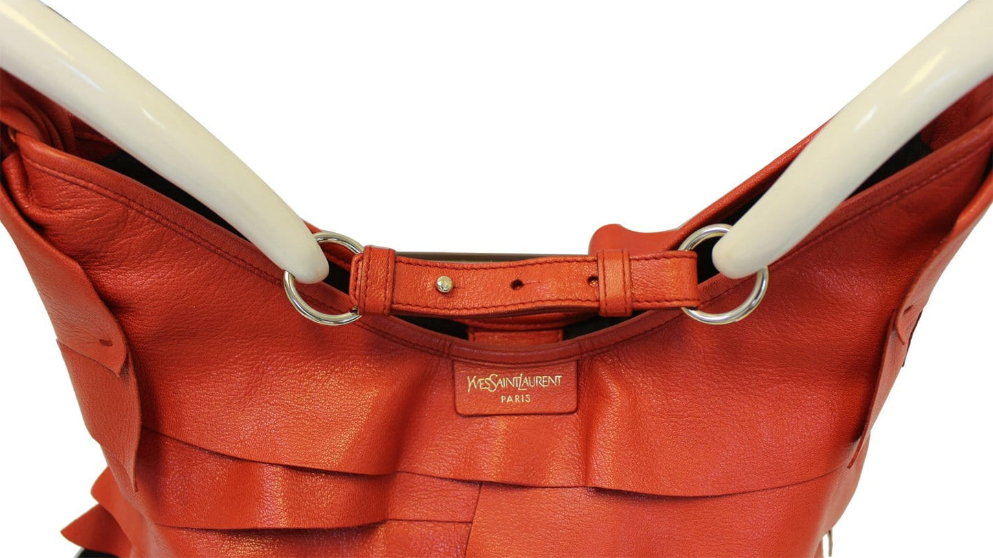 SAINT LAURENT Red Leather St. Tropez Horn Bag - Final Call