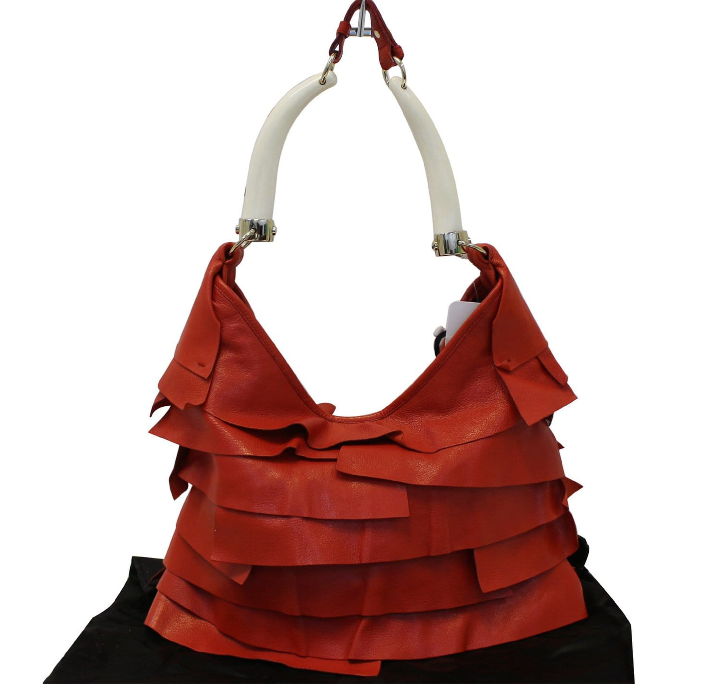SAINT LAURENT Red Leather St. Tropez Horn Bag - Final Call
