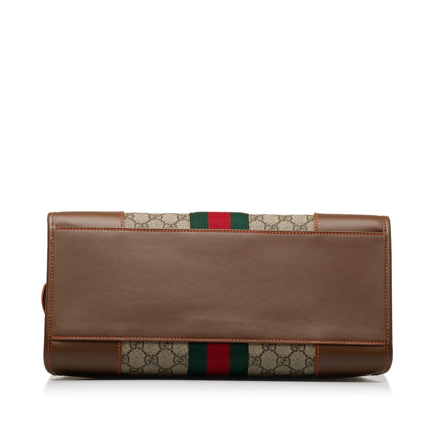 Gucci GG Supreme Brown Leather Canvas Tote Style 1