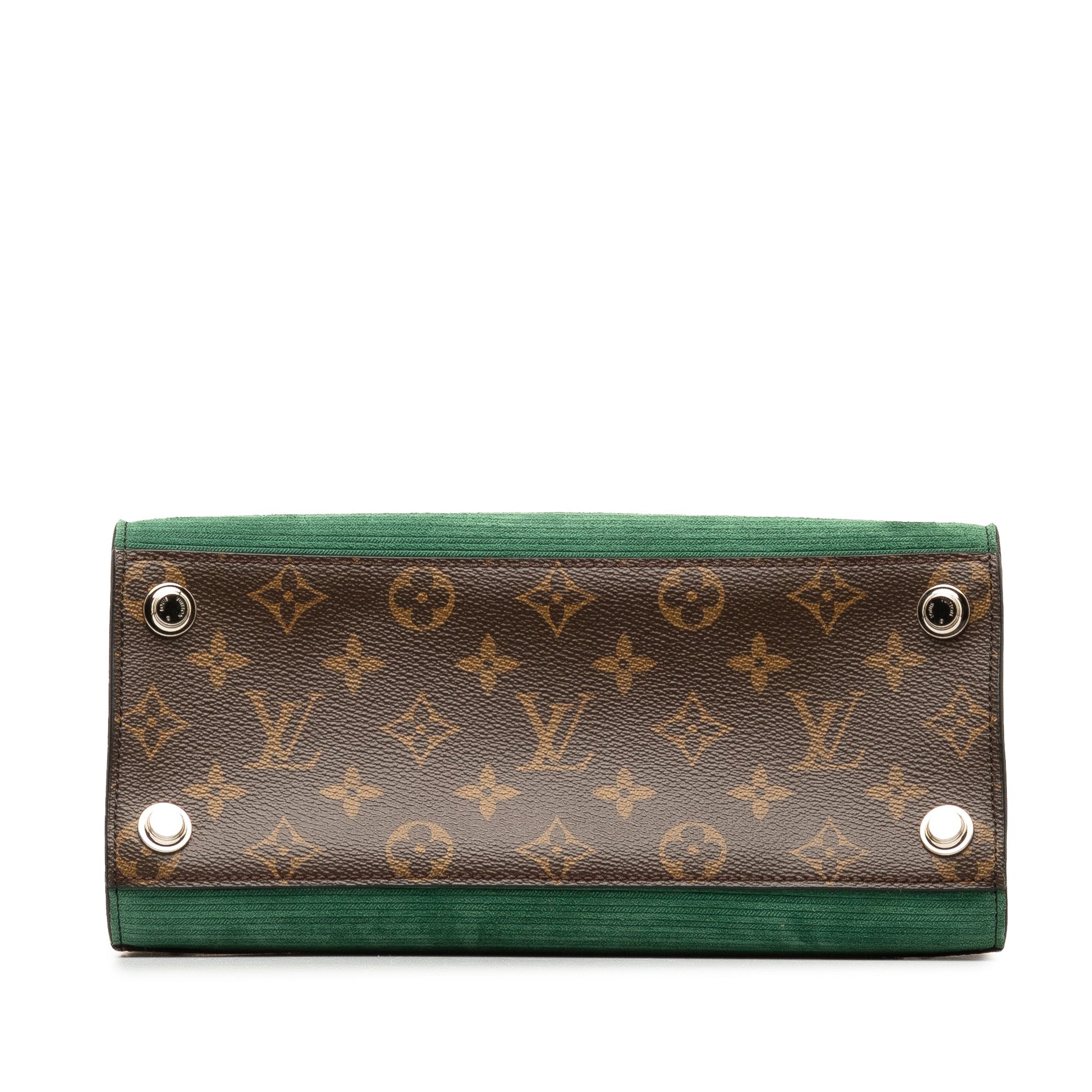 Green Louis Vuitton Monogram Leopard Print Calfskin Corduroy City Steamer PM Satchel Crossbody