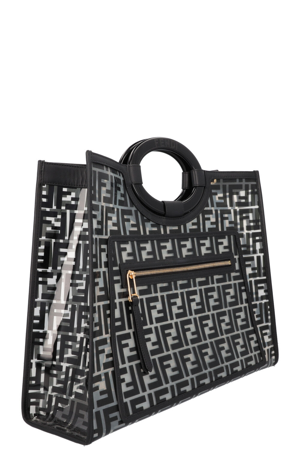 FENDI Medium Runway Tote Bag Zucca Print Black PVC