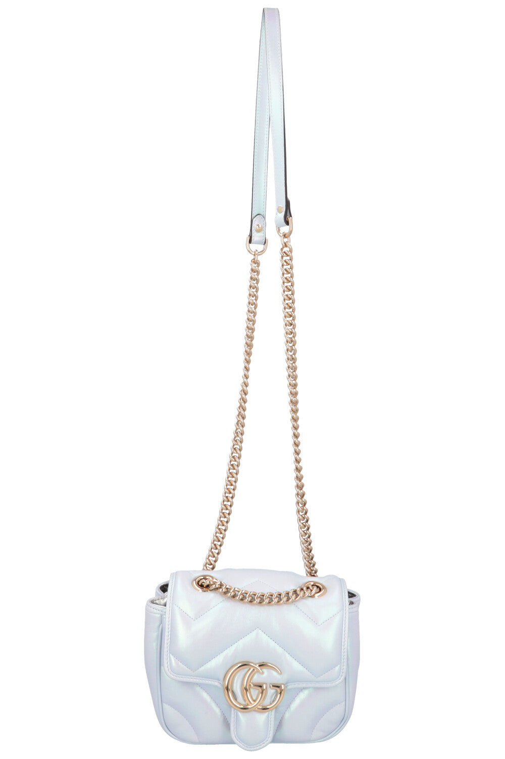 GUCCI GG Marmont Mini Shoulder Bag Blue Iridescent