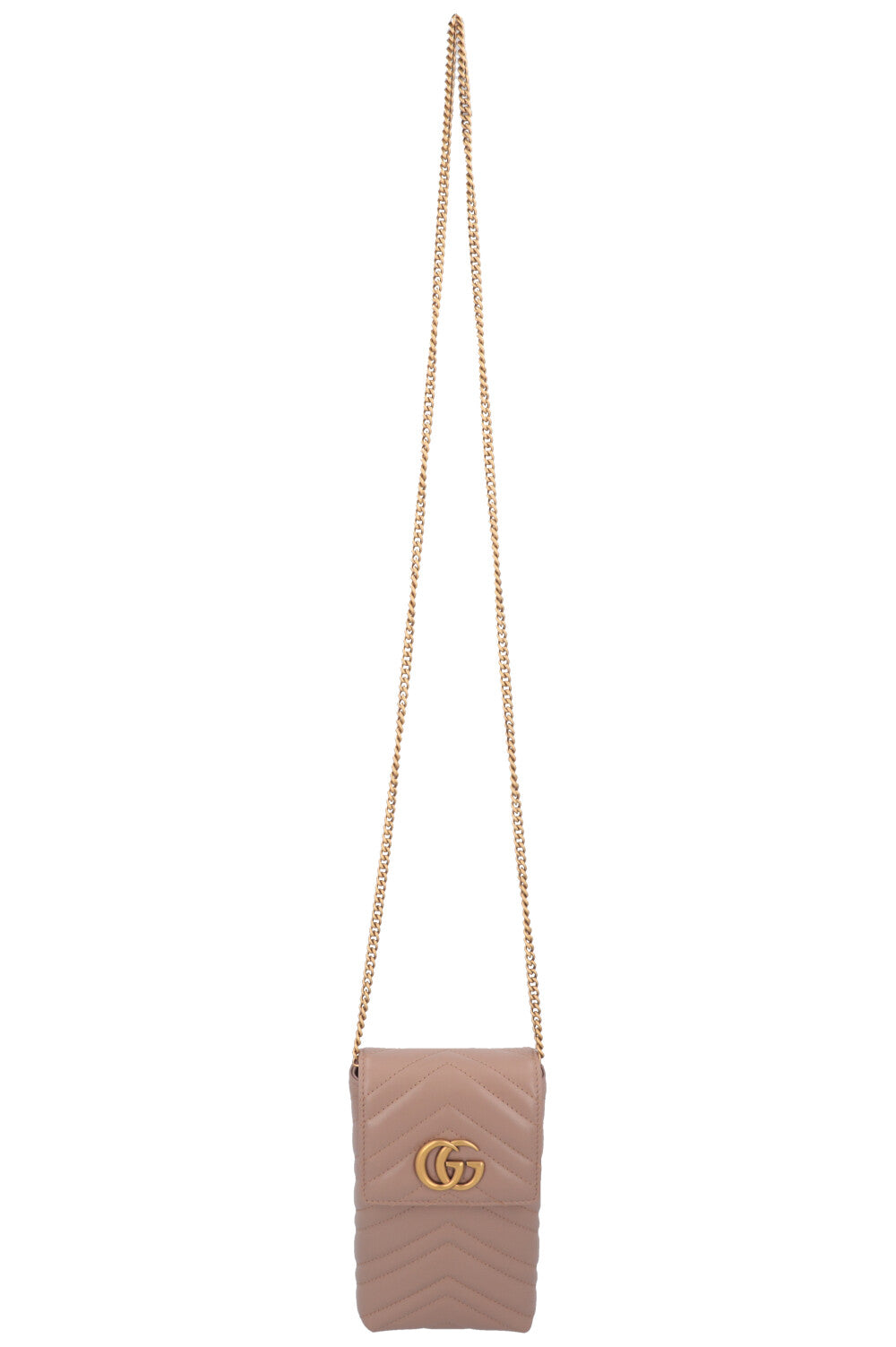 GUCCI Mini Marmont Quilted Crossbody Bag Nude