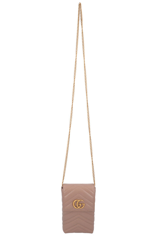 GUCCI Mini Marmont Quilted Crossbody Bag Nude