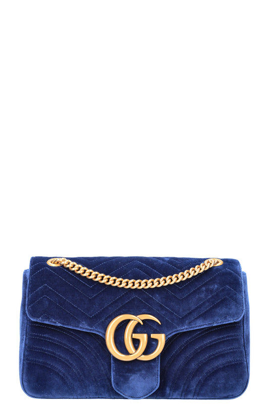 GUCCI Marmont Bag Medium Velvet Blue