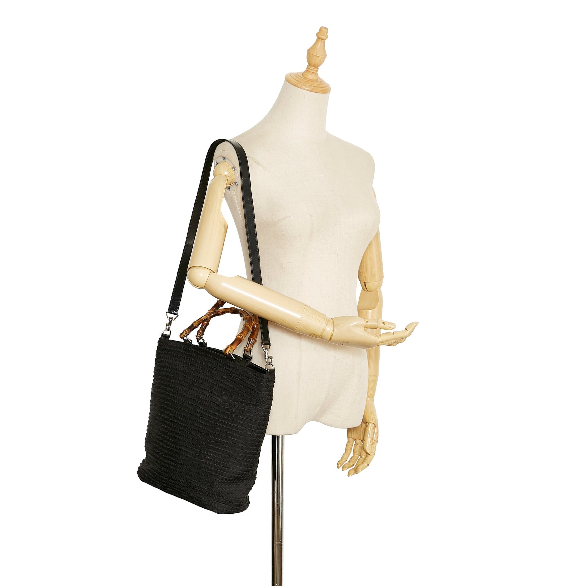 Gucci Bamboo Leather Canvas Shoulder Bag Style 7