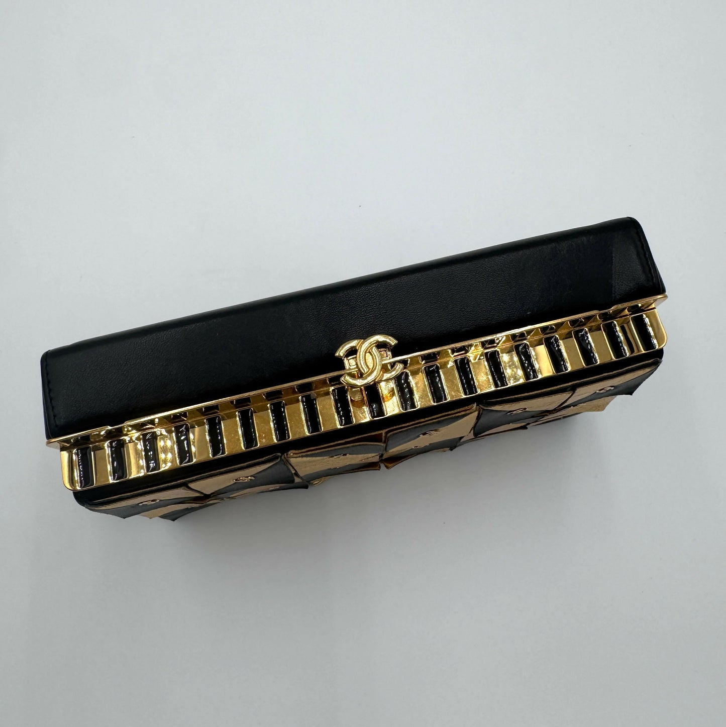 Chanel 19A Paris-New York Egypt Gold & Black Framed MinaudiÃ¨re Clutch Bag