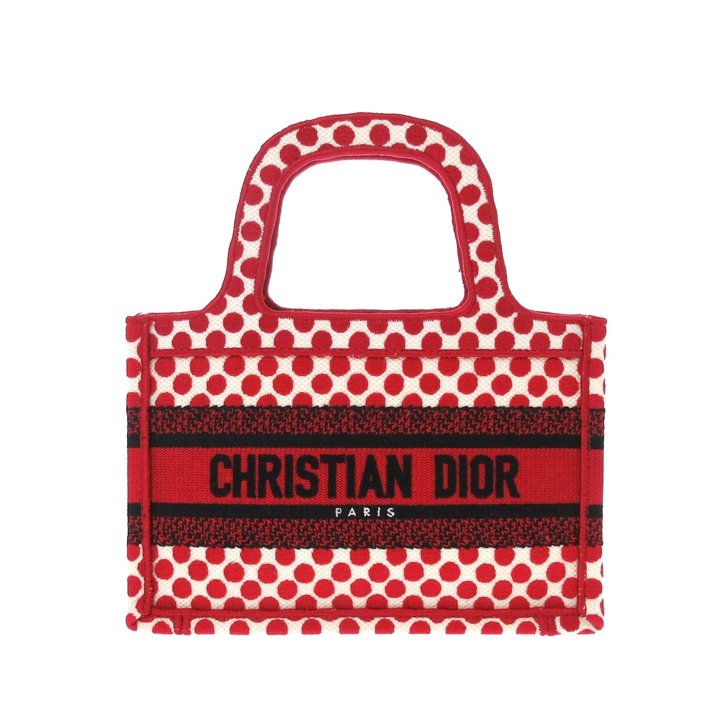 Red Dior DiorAmour Mini Embroidered Canvas Dots Book Tote