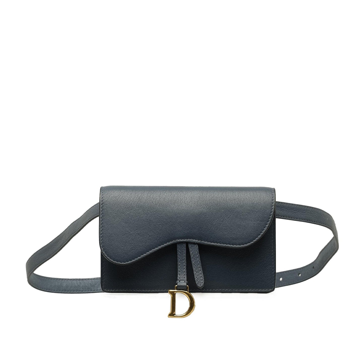 Blue Dior Leather Saddle Belt Bag