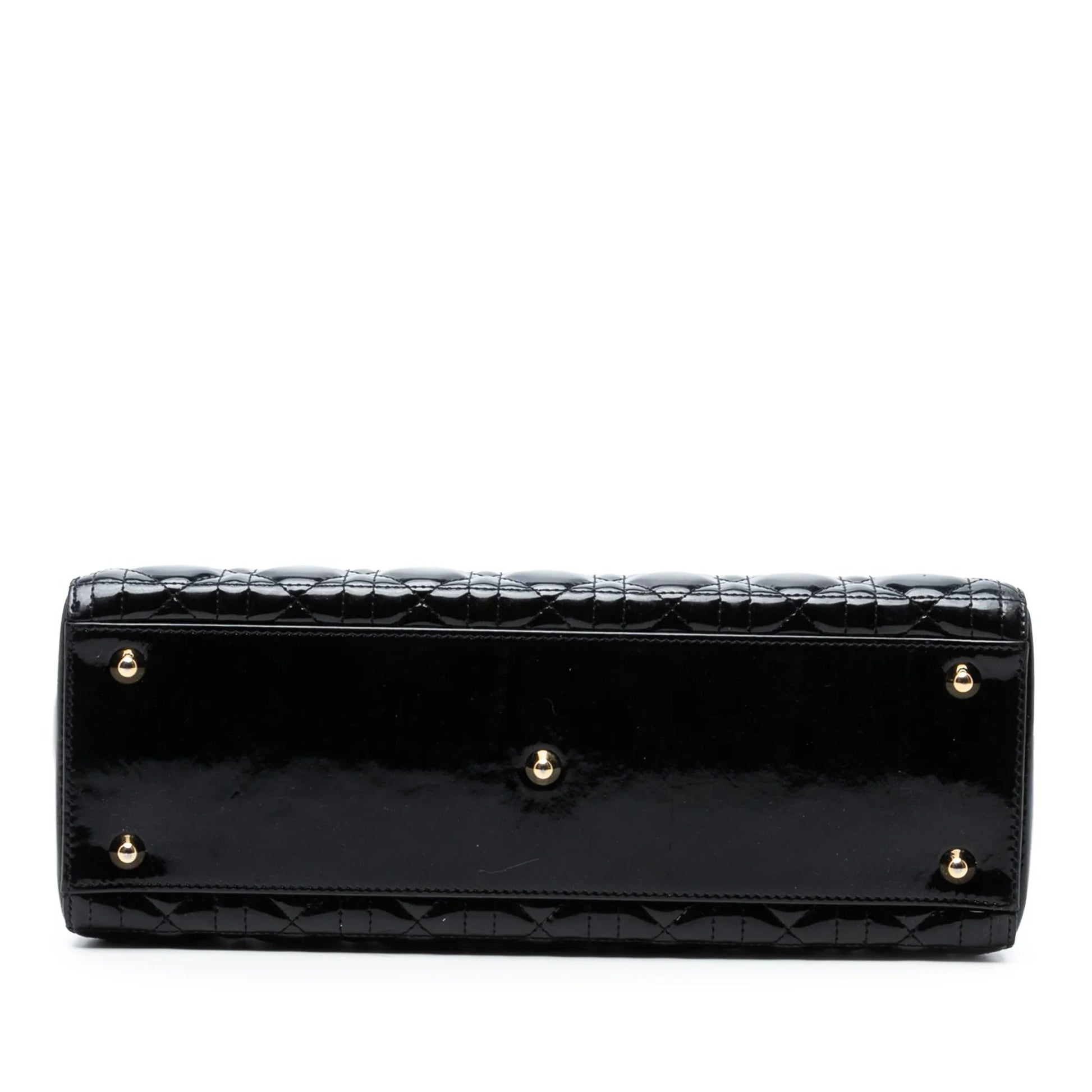 Black Dior Large Patent Cannage Lady Dior Satchel