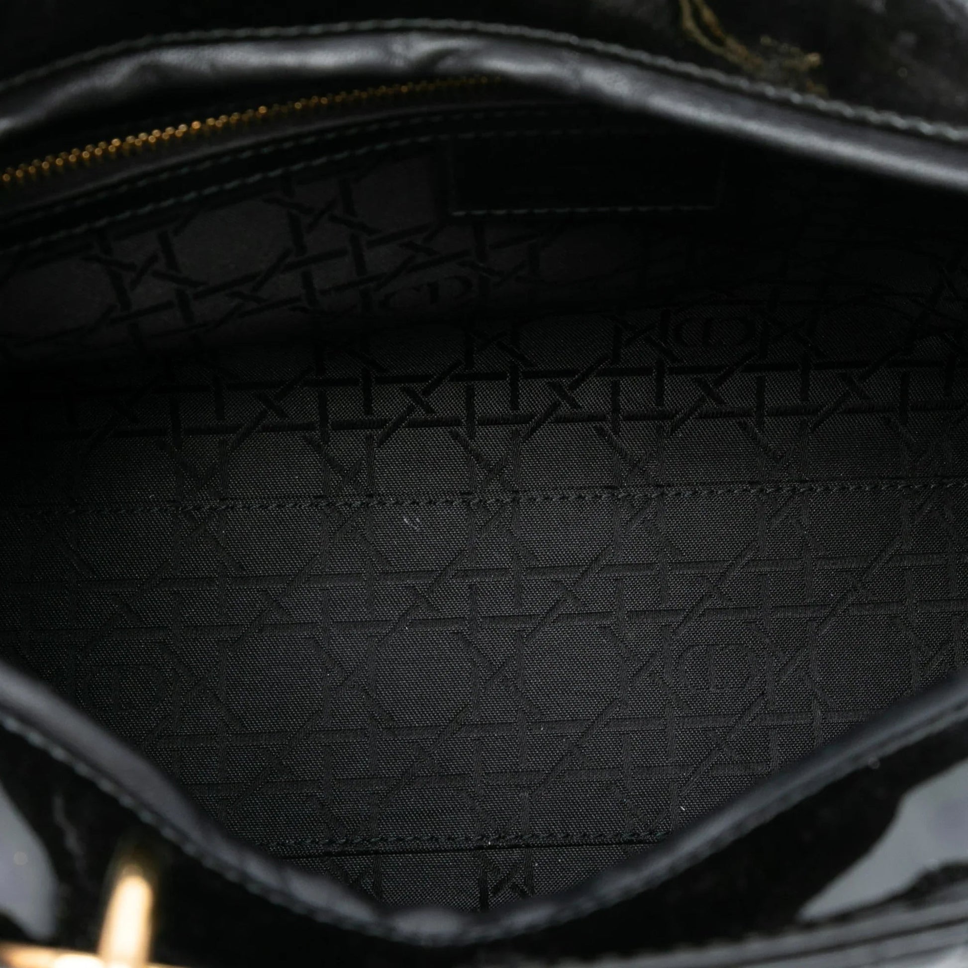 Black Dior Large Patent Cannage Lady Dior Satchel
