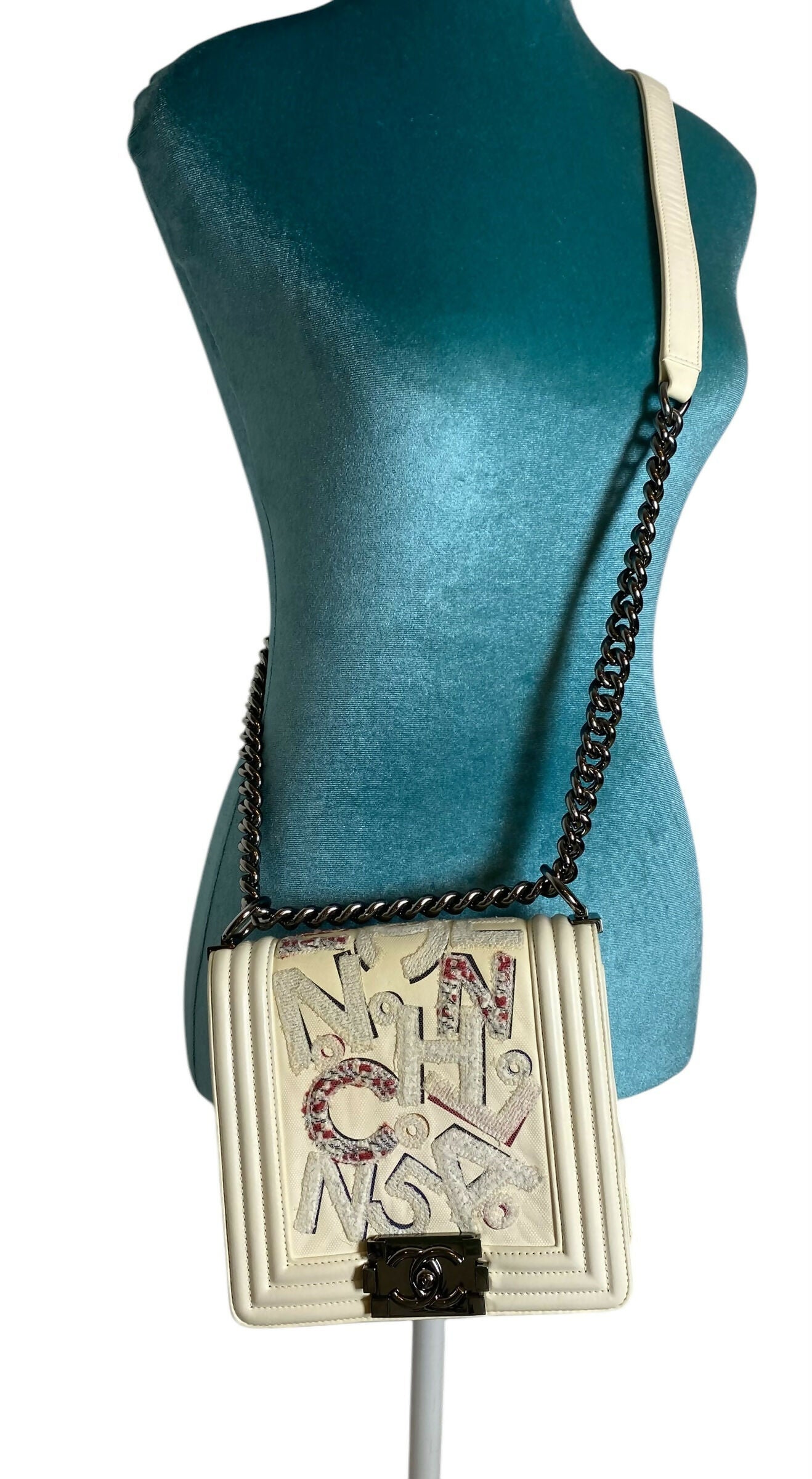 Chanel 14S Rare Limited Edition No 5 Graffiti Lambskin Boy Bag