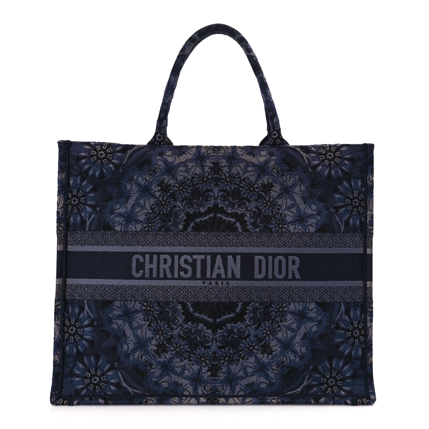 Christian Dior Canvas Embroidered Large KaleiDioroscopic Book Tote Blue