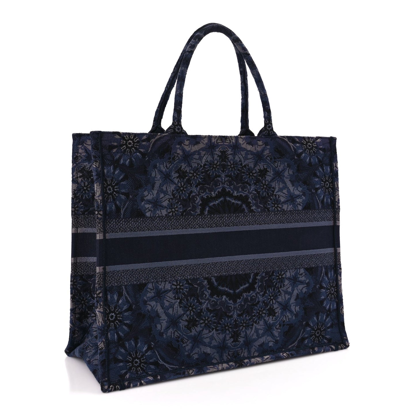 Christian Dior Canvas Embroidered Large KaleiDioroscopic Book Tote Blue