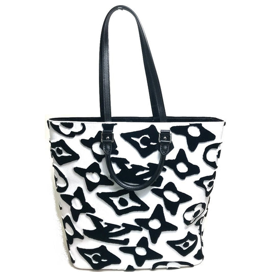 LOUIS VUITTON Tote Bag Coated canvas White / black Tufted monogram LVXUF Hippo