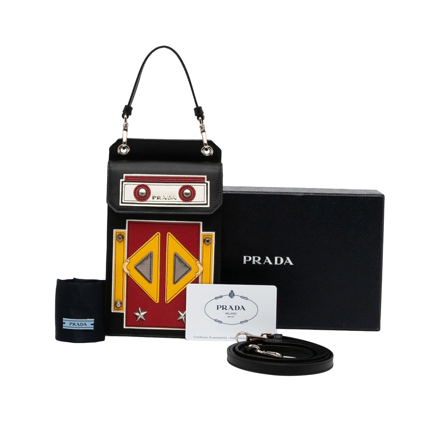 Prada Robot Case Black Saffiano Luxury Handbag