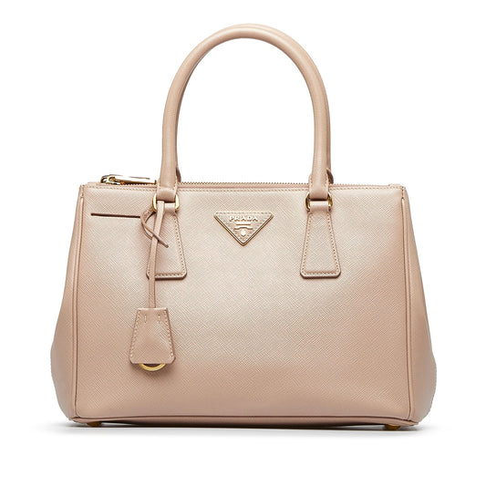 Prada Double Zip Galleria Beige Saffiano Lux Luxury Handbag