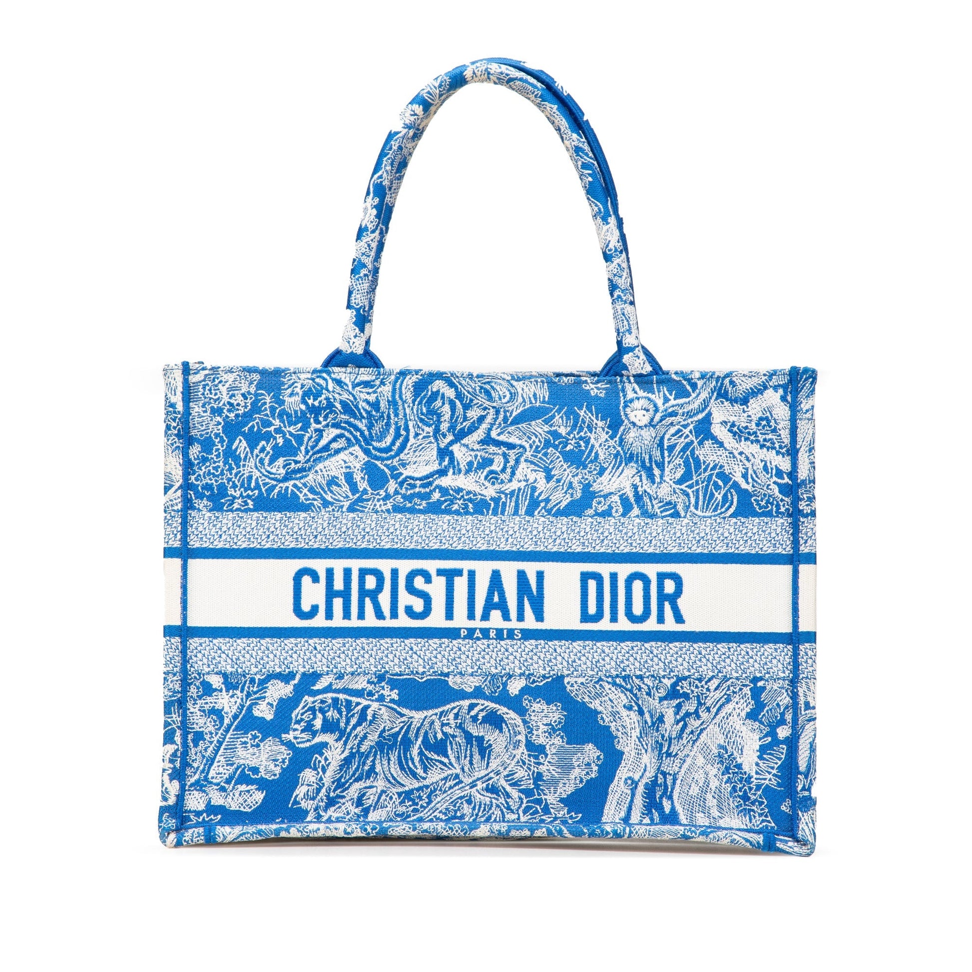 Blue Dior Medium Canvas Embroidered Dioriviera Toile De Jouy Book Tote