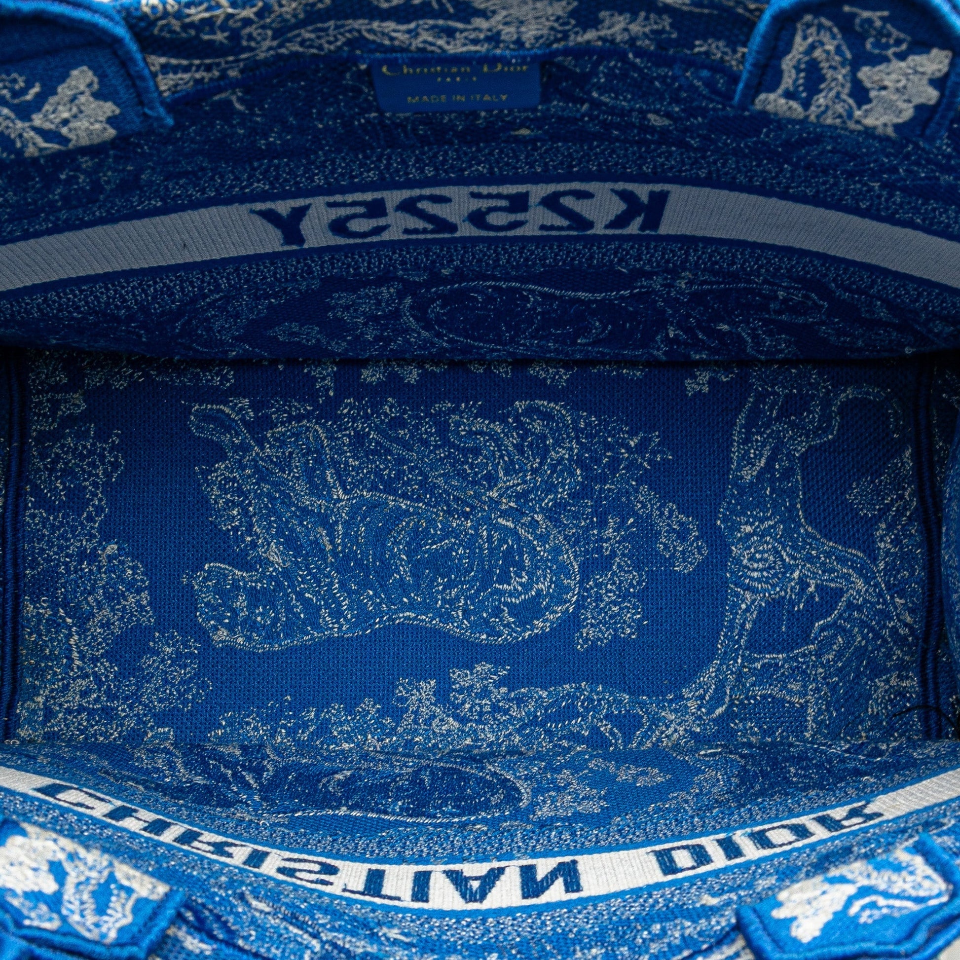 Blue Dior Medium Canvas Embroidered Dioriviera Toile De Jouy Book Tote