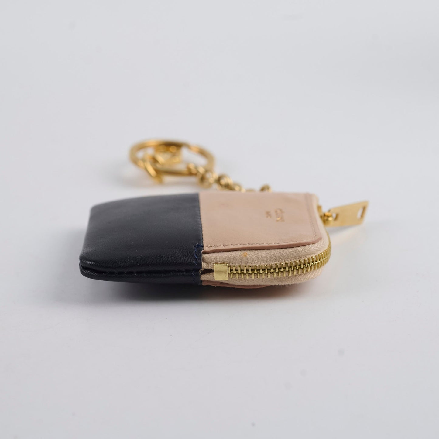Luxury CELINE Pouch Key Ring Black/Beige