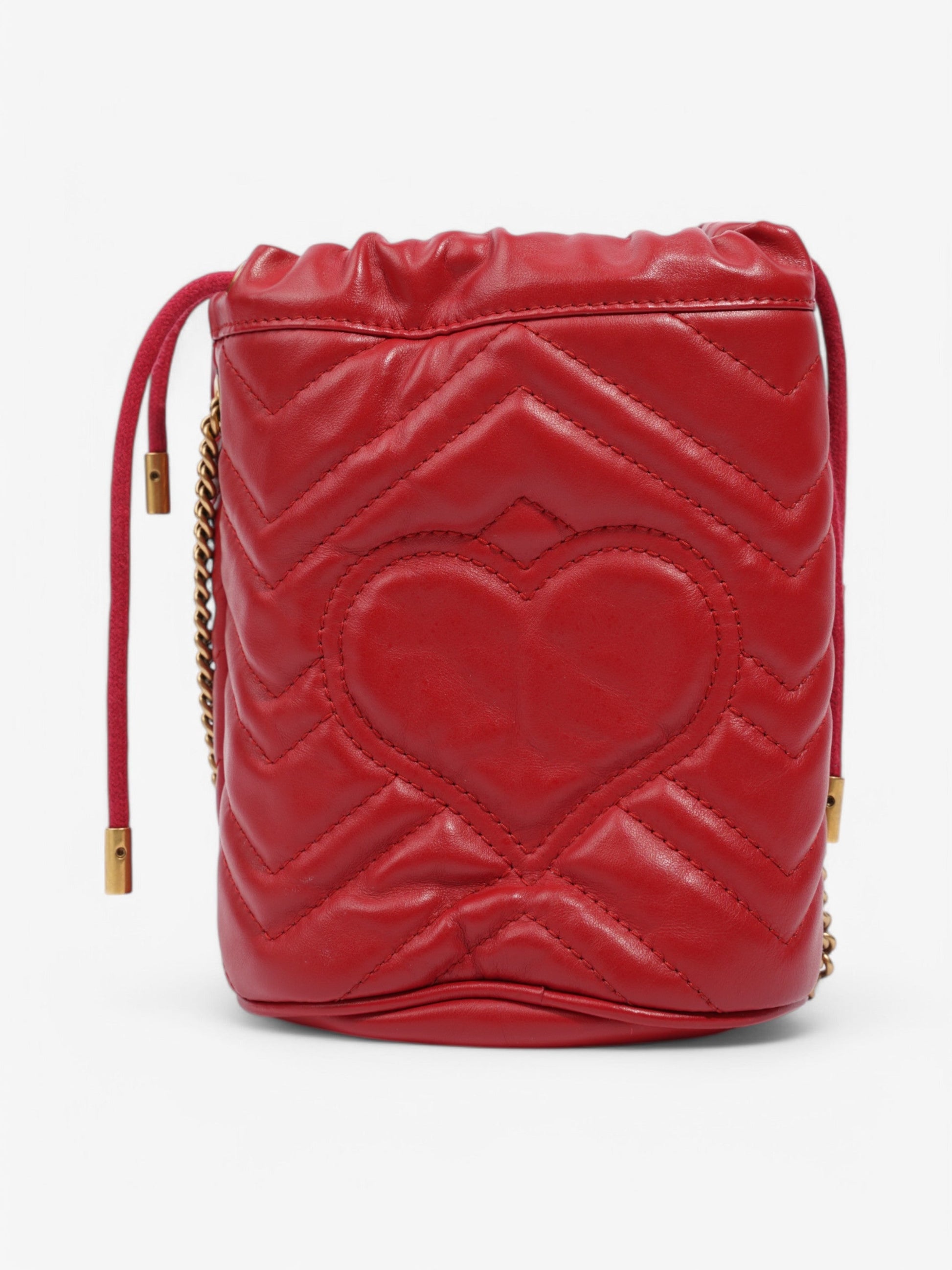 Gucci GG Marmont Bucket Bag Red Matelasse Leather Mini