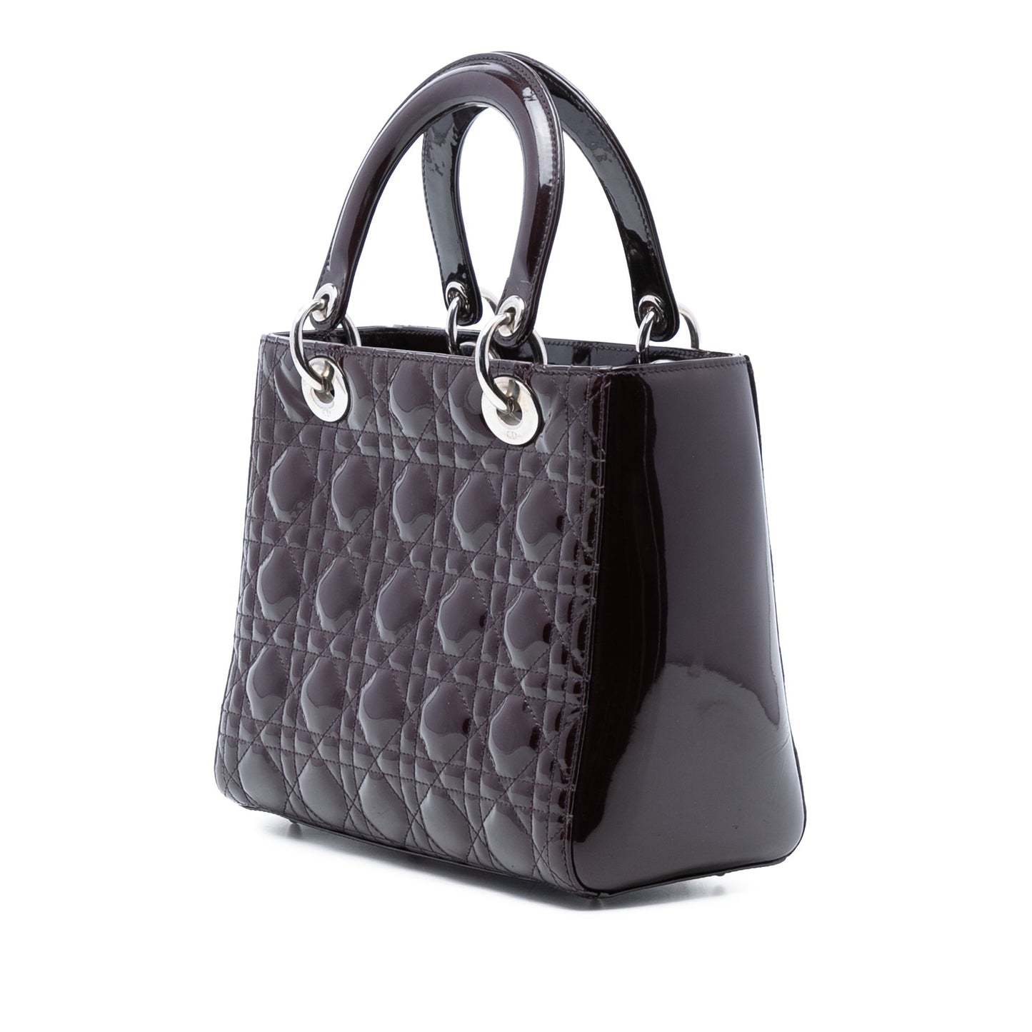 Red Dior Medium Patent Cannage Lady Dior Satchel