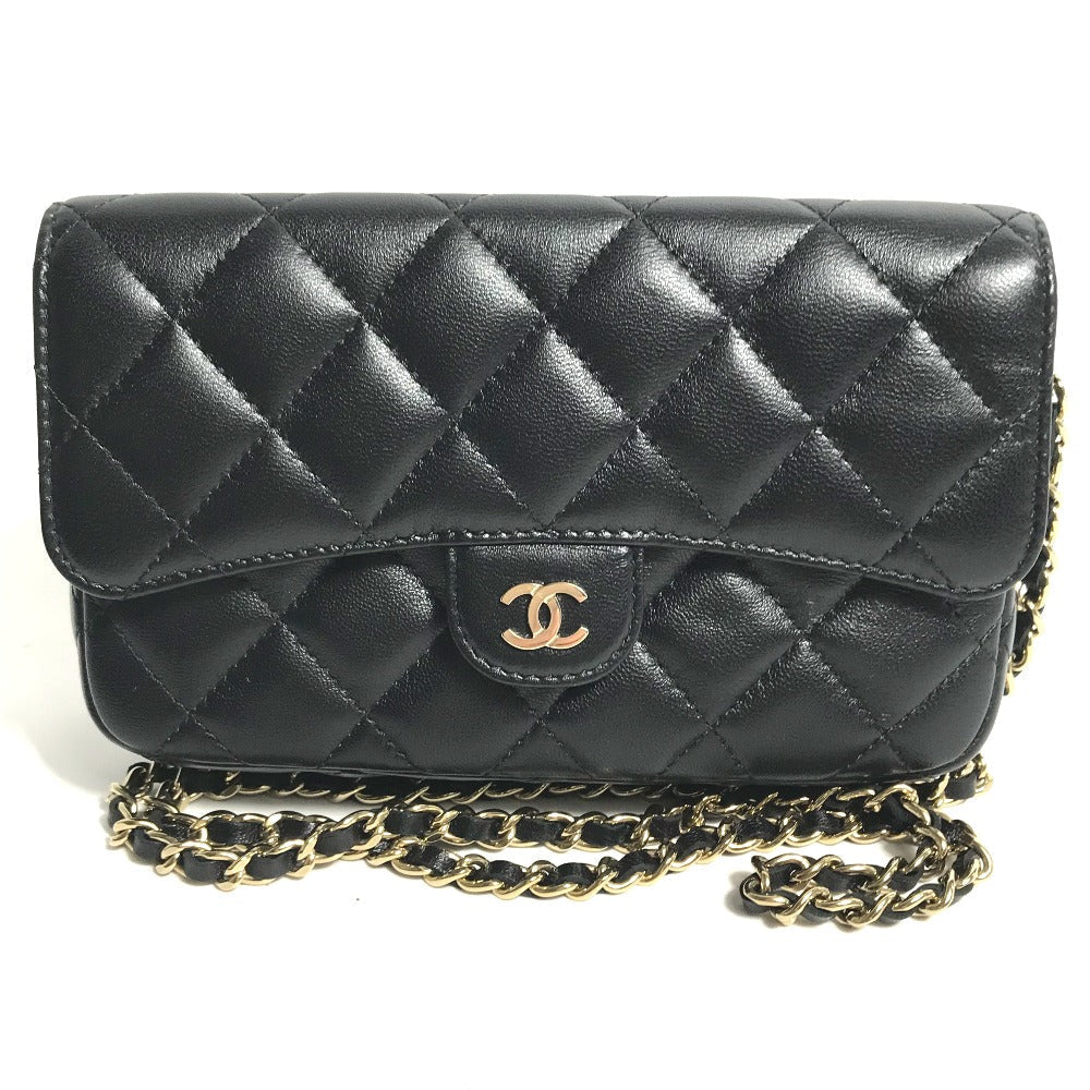 CHANEL Shoulder Bag AP2096 lambskin black COCO Mark Phone Case Wallet CC Matrasse Chain wallet Women