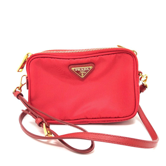 PRADA Shoulder Bag Nylon Red Triangle logo plate unisex(Unisex)