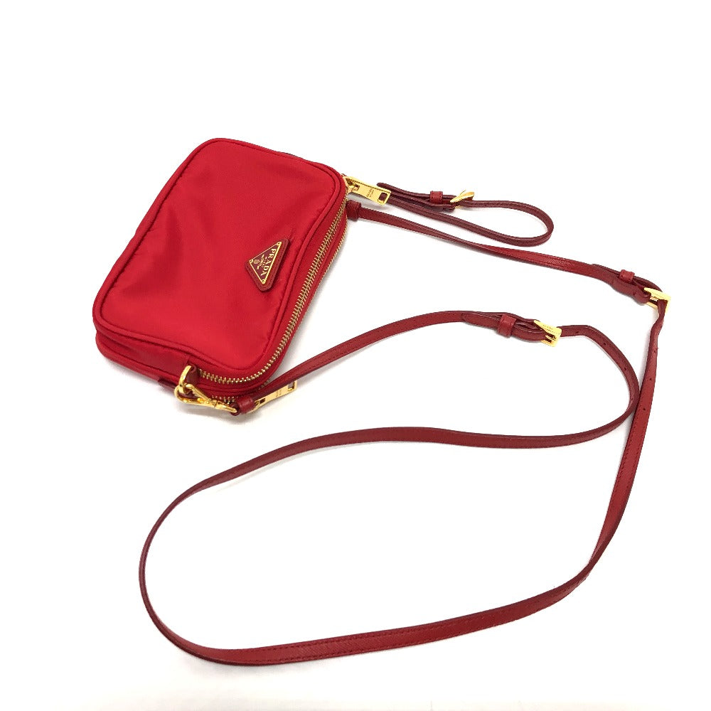 PRADA Shoulder Bag Nylon Red Triangle logo plate unisex(Unisex)