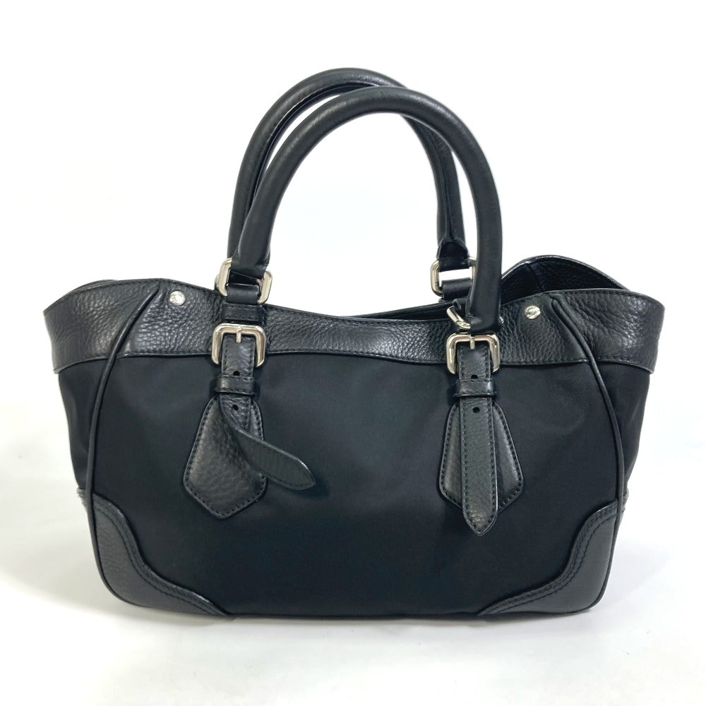 PRADA Handbag Nylon / leather black Triangle logo Tote Bag Women