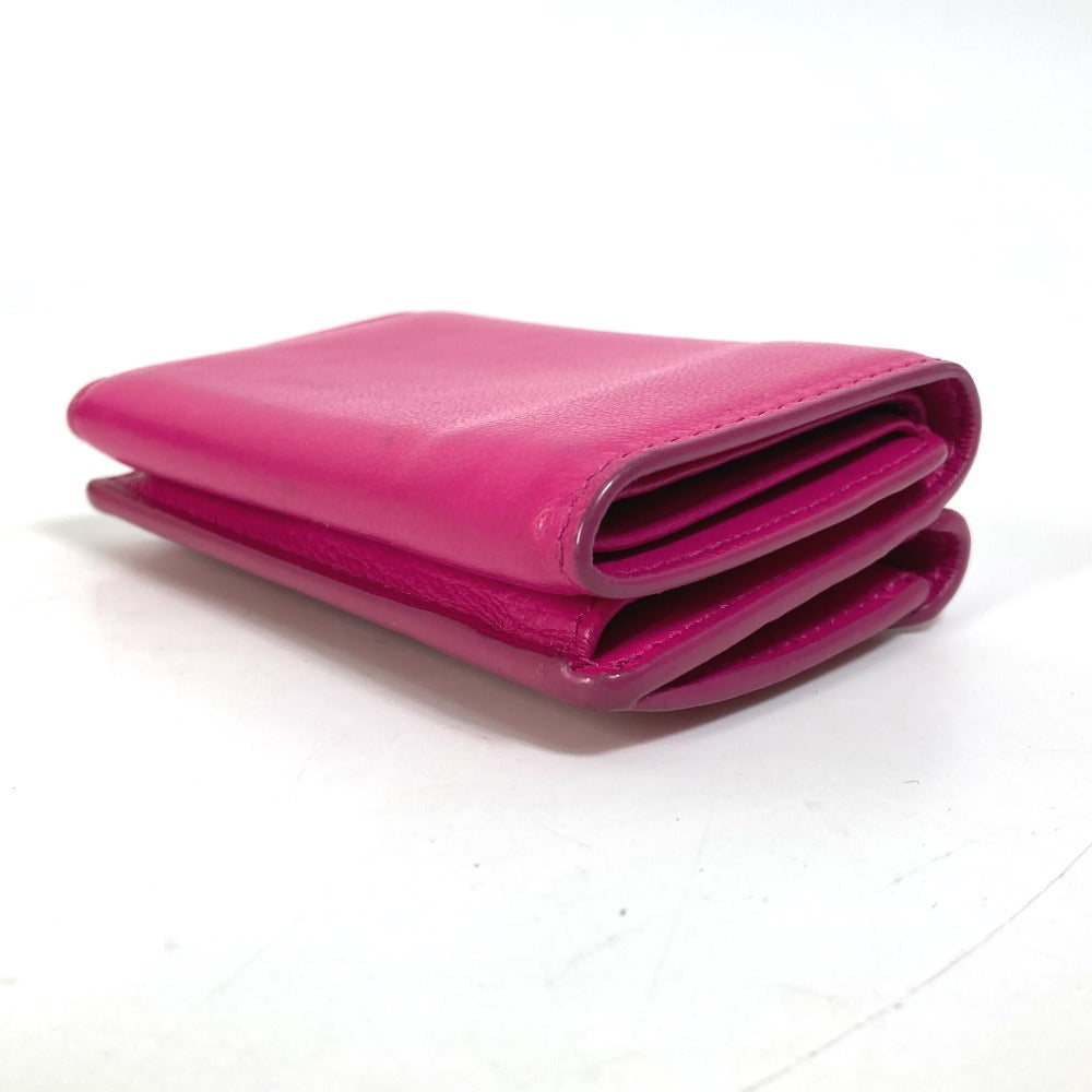 BALENCIAGA Trifold wallet 391446 leather pink logo Paper mini Women